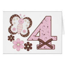 4èmes invitations d'anniversaire de papillon rose carte de vœux