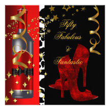 50 et anniversaire noir rouge fantastique fabuleux faire-parts