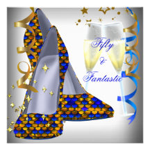 50 et blanc fantastique chausse l'anniversaire ble invitations personnalisées