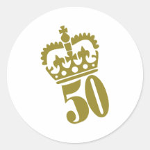 50ste Verjaardag - Aantal - Vijftig Ronde Sticker
