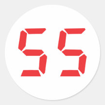 55 vijftig-Fife rood wekker digitaal aantal Ronde Stickers