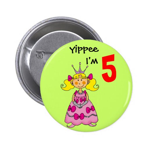 5 éénjarigenprinses (blondehaar) speldbutton