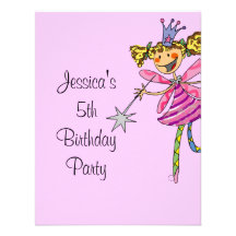 5ème fille d'anniversaire de fée rose de princesse invitation personnalisée