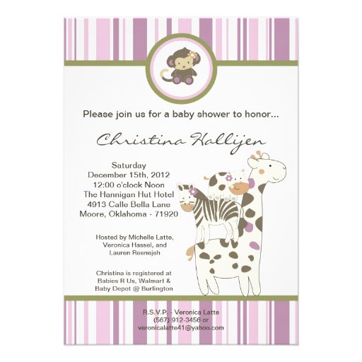 5x7 de Uitnodiging van het Baby shower van de Dier