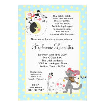 5x7 hé dupent l'invitation de baby shower de crèch