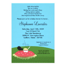 5x7 invitation de baby shower de la Mlle Muffet Nu