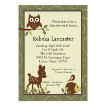 5x7 invitation - invitation animale de baby shower