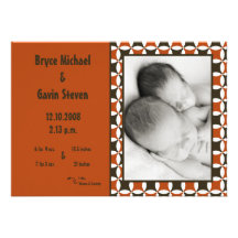 5x7 JUMELLE le rétro faire-part de naissance de ph