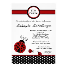 5x7 JUMELLE l'invitation rouge de baby shower de M