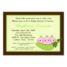 5x7 TRIPLET SweetPea dans l'invitation de baby sho