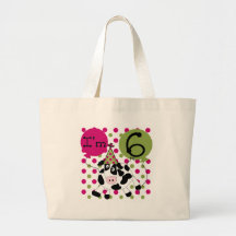 6ème anniversaire de vache rose sac en toile