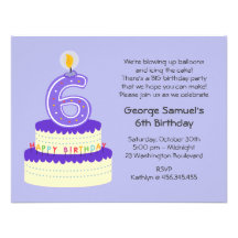 6ème Invitation de gâteau d'anniversaire de lavand