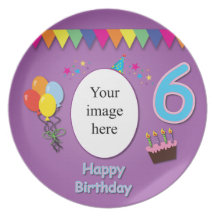 6ème plat heureux d'anniversaire avec votre photo assiette