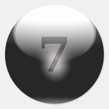 7 chanceux noirs adhésif rond