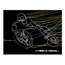 à fond la gomme vitesse moto carte postale