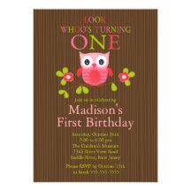 Ă?res invitations de fête d'anniversaire de hibou 