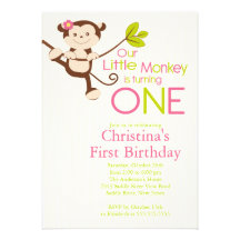 Ă?res invitations de fête d'anniversaire de singe 