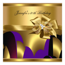 Abrégé sur pourpre or de fête d'anniversaire invitation personnalisée