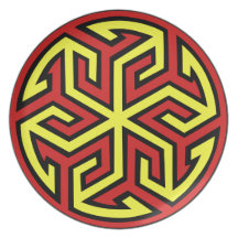 Abstract Geel & Rood Patroon Party Borden