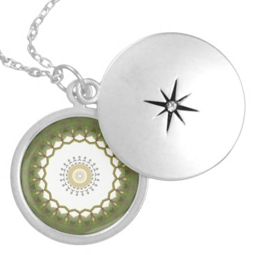 Abstracte groene kantCaleidoscoop Ketting
