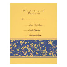 Accent floral bleu et jaune épousant RSVP Faire-parts