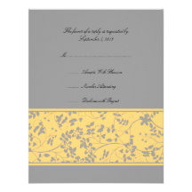 Accent floral jaune et gris épousant RSVP Invitations