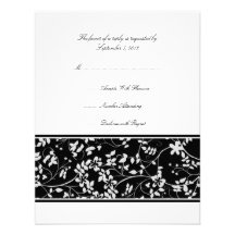 Accent floral noir et blanc épousant RSVP Invitations Personnalisables