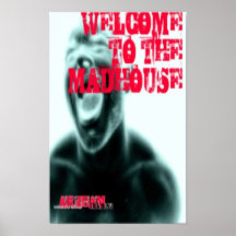 Accueil à l'affiche de maison de fous