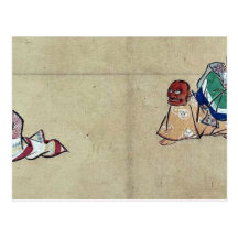 Actoren die ukiyo-E. uitvoeren Wenskaarten