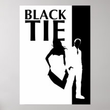 affaire de cravate noire : silhouette d'homme et d poster