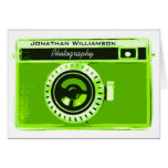 Affaires vertes de photographie d'appareil-photo cartes de vœux