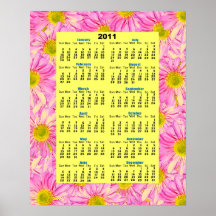 Affiche 2011 rose de calendrier mural de marguerit