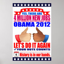 Affiche : 2012 Obama - 4 millions de travaux
