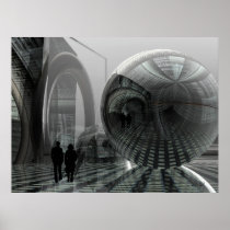 Affiche artistique de la science fiction "marchant