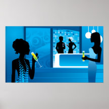 Affiche bleue de partie de Champagne