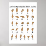 Affiche d'alphabet d'ASL de langue des signes amér