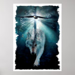 Affiche d'art de loup et de faune d'Eagle