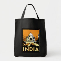 affiche d'art déco du Taj Mahal Inde rétro Sacs