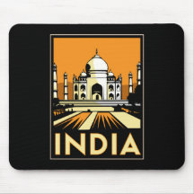 affiche d'art déco du Taj Mahal Inde rétro Tapis De Souris