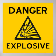 Affiche d'avertissement explosive