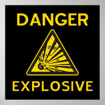 Affiche d'avertissement explosive
