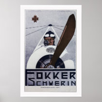 Affiche d'aviation de Schwerin WW1 de Fokker