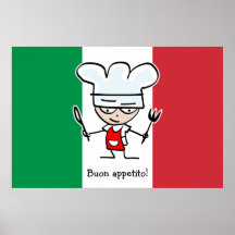 Affiche de Buon Appetito avec la bande dessinée su