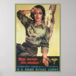 Affiche de corps d'infirmière rétro