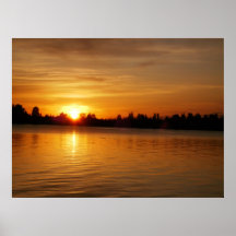 Affiche de coucher du soleil de grand lac, Alaska