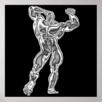 Affiche de culturiste du chrome des hommes