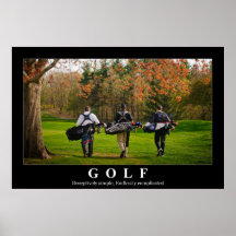 Affiche de golf comportant trois amis marchant ver