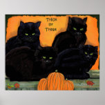 Affiche de Halloween de chats noirs