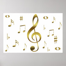 Affiche de notes musicales d'or