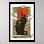 Affiche de Nouveau d'art de chat noir/conversation